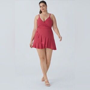 HALARA V-Neck Ruffle Mini Dress SoftlyZero Large Mulberry Tennis Pickleball NOTE